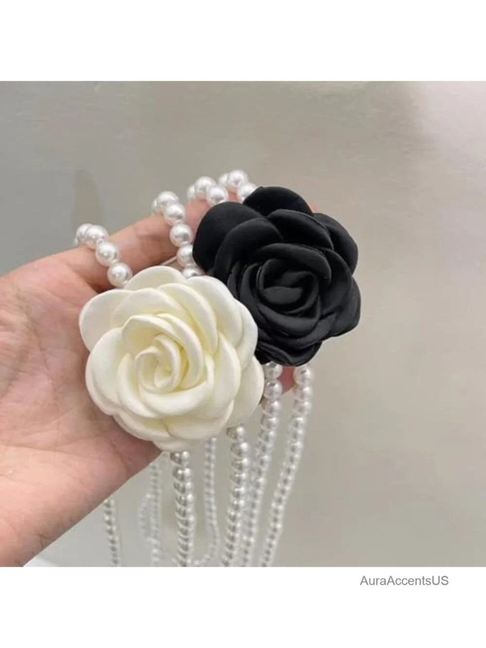 Pearl Chain Belt with Camellia Flower Waist Chain for Dresses